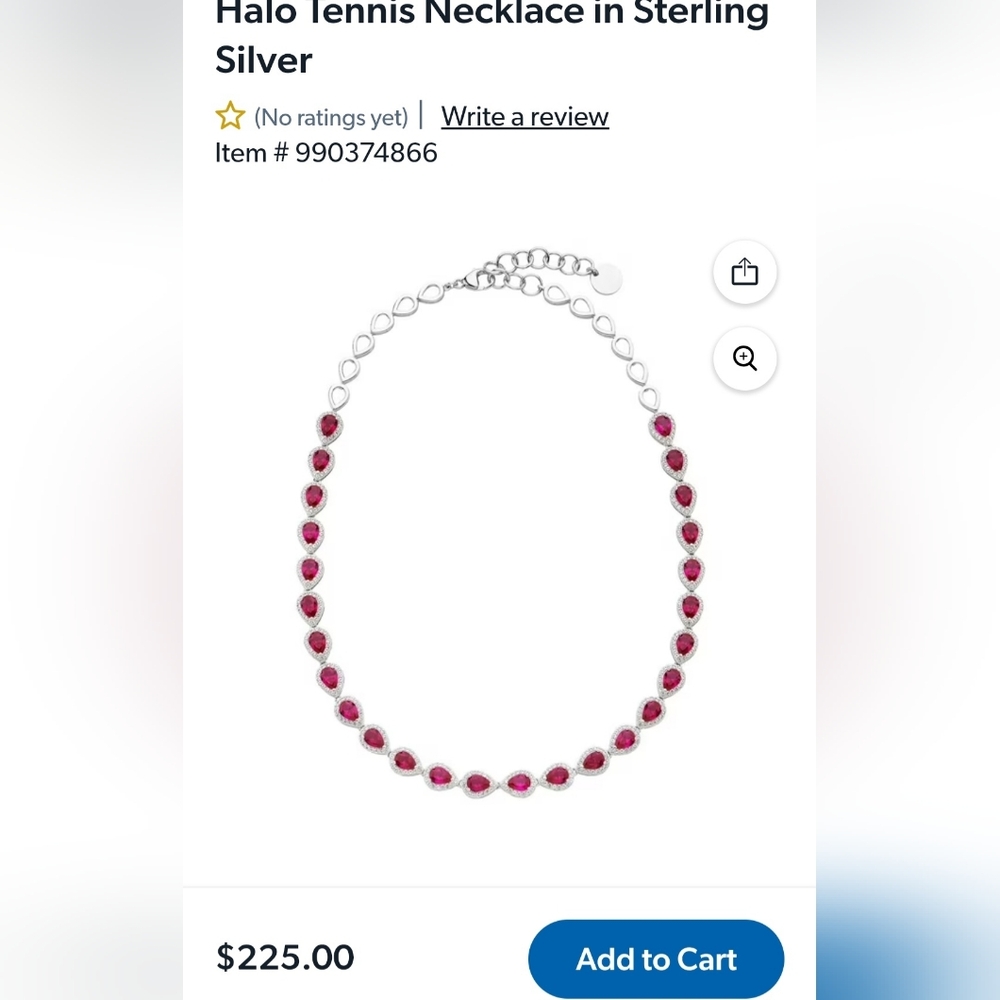 925 Silver Teardrop Ruby-Red Necklace